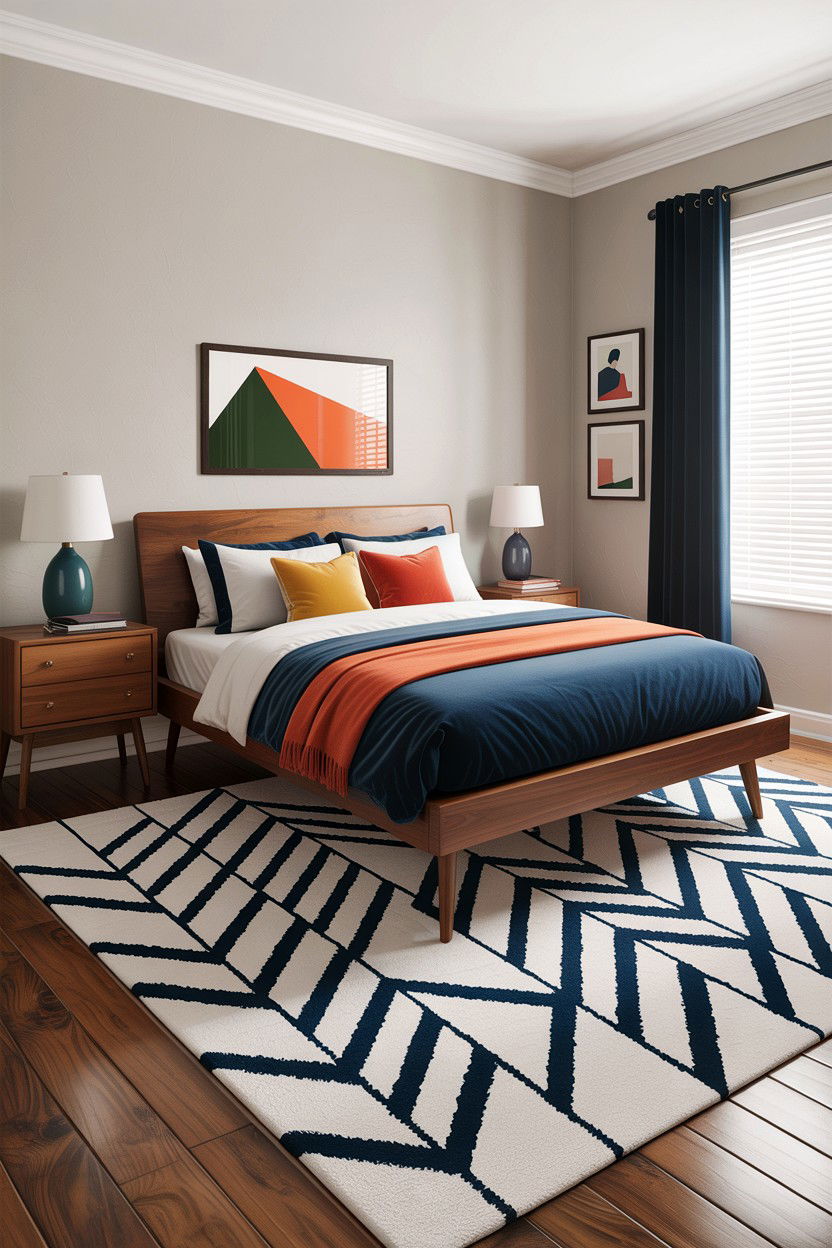 Geometric Wool Rug - 30 bedroom wool rugs