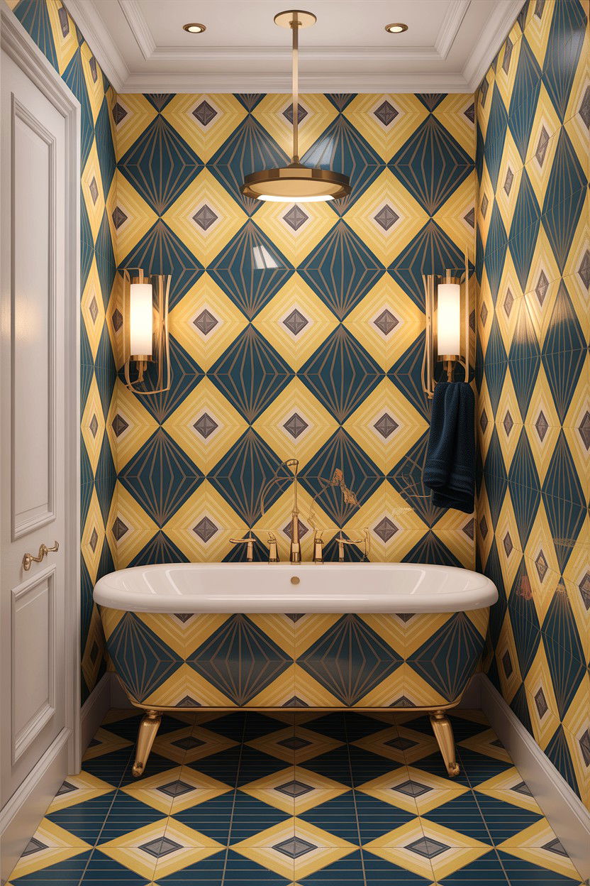 Geometric glass mosaic bathroom - 30 glass mosaic bathroom ideas