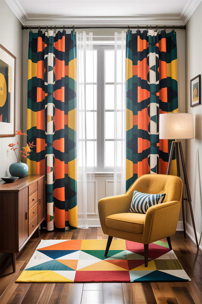 Geometric pattern curtains - 30 living room curtains