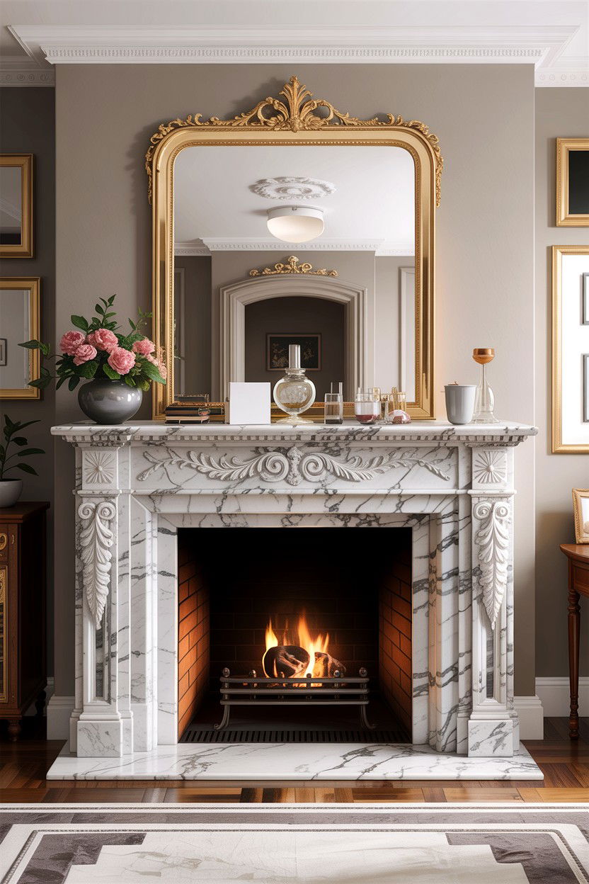 Georgian marble fireplace - 30 living room Georgian furniture ideas