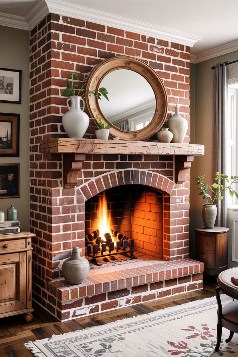 German smear brick fireplace - 30 living room fireplace brick ideas