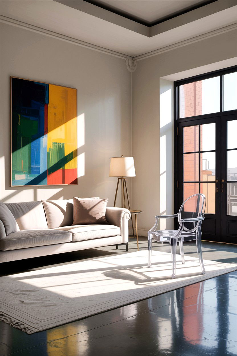 Ghost chair in minimalist living room - 30 living room ghost chair ideas