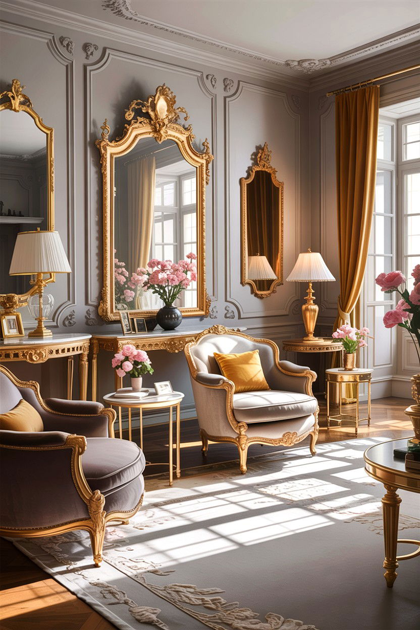 Gilded French Living Room - 30 French living room ideas