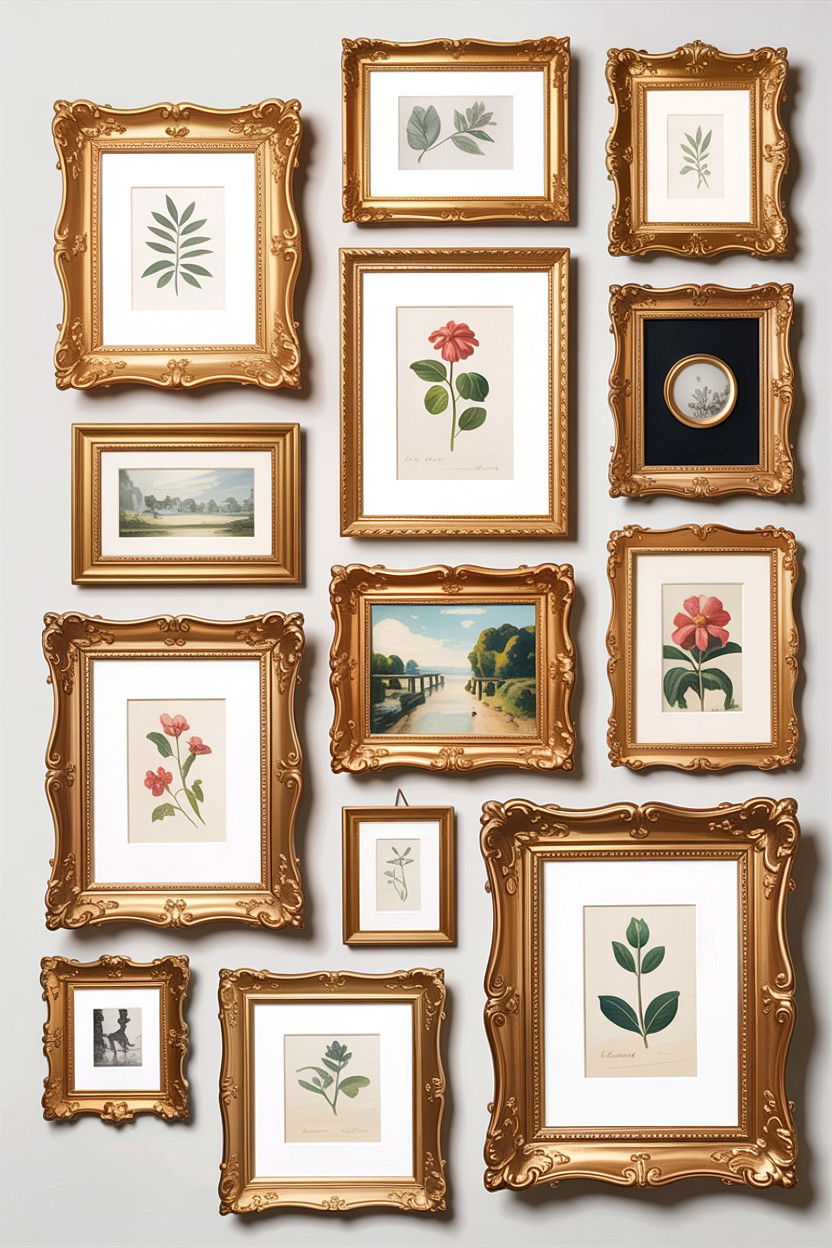 Gilded Picture Frames - 30 French shabby chic bedroom ideas