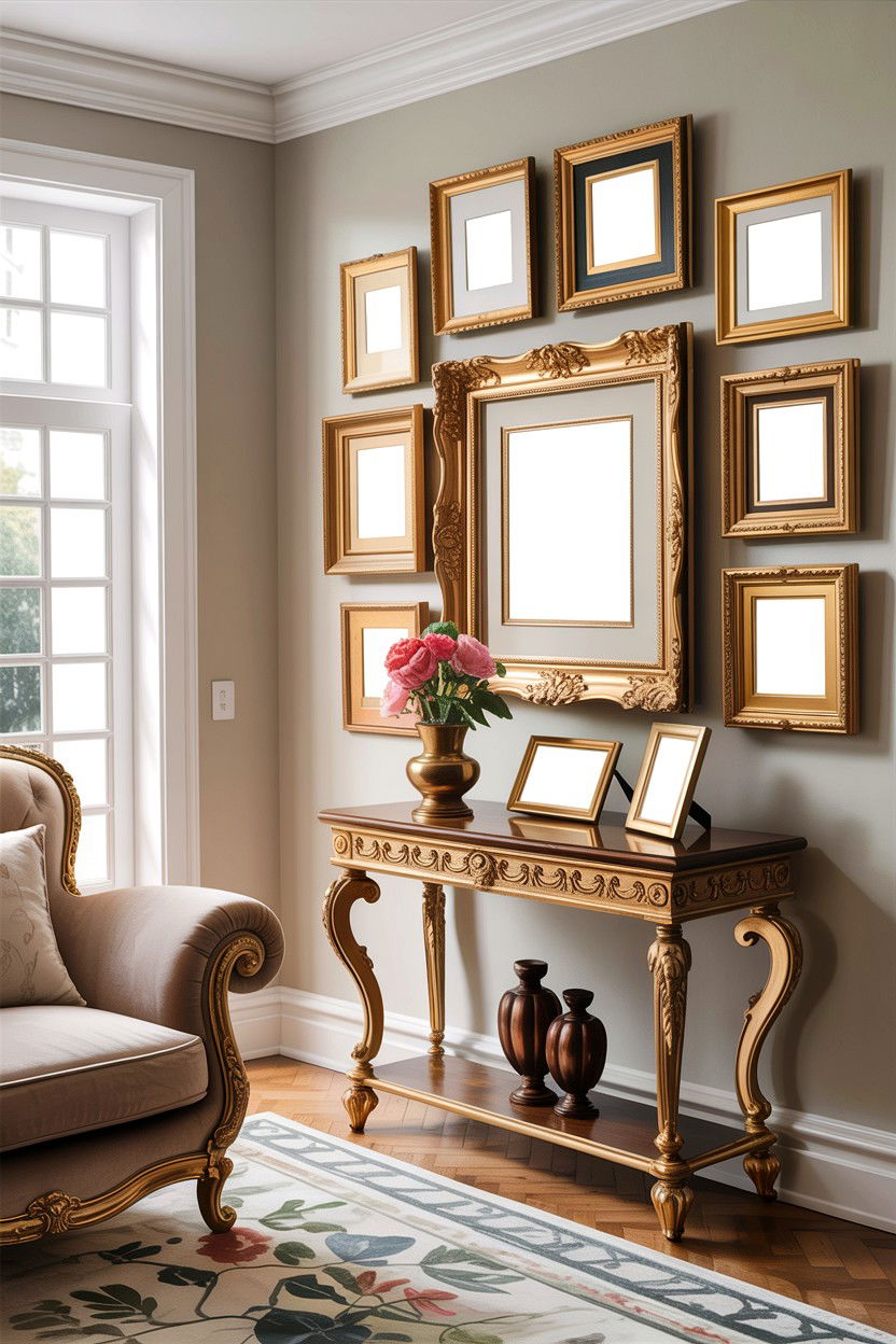 Gilded picture frame - 30 living room antique furniture ideas
