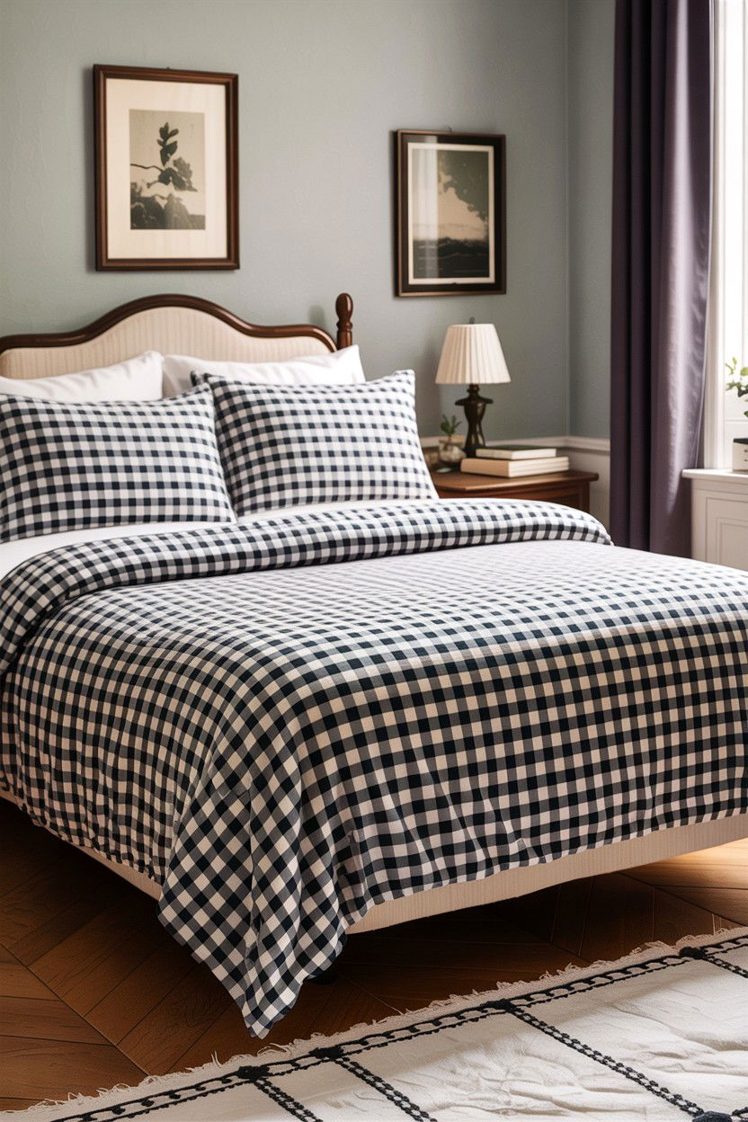 Gingham Bed Sheets - 30 bedroom bedding ideas