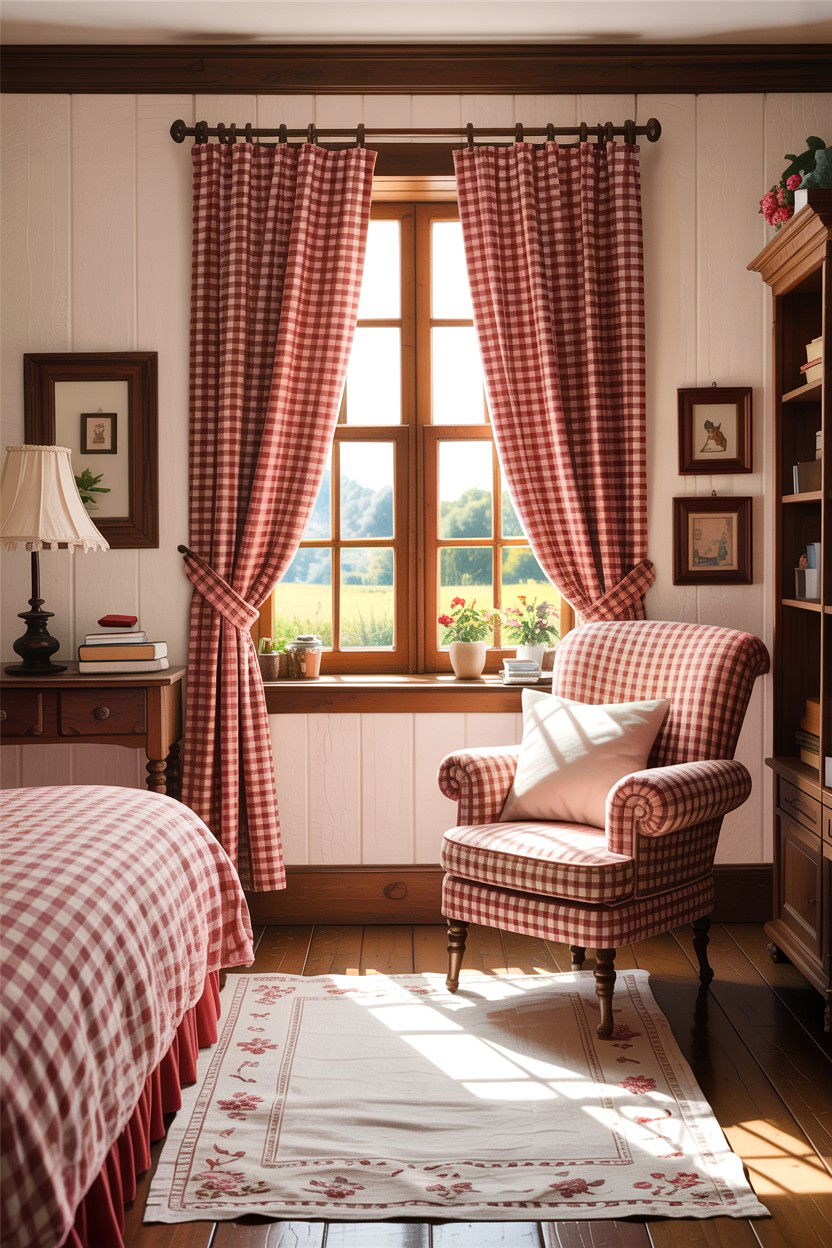 Gingham Curtains Bedroom - 30 country house bedroom ideas