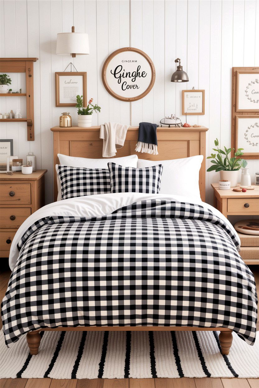 Gingham cotton duvet cover - 30 cotton bedroom ideas