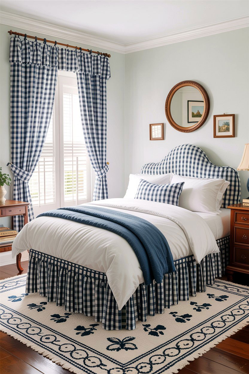 Gingham southern bedroom - 30 Southern bedroom ideas