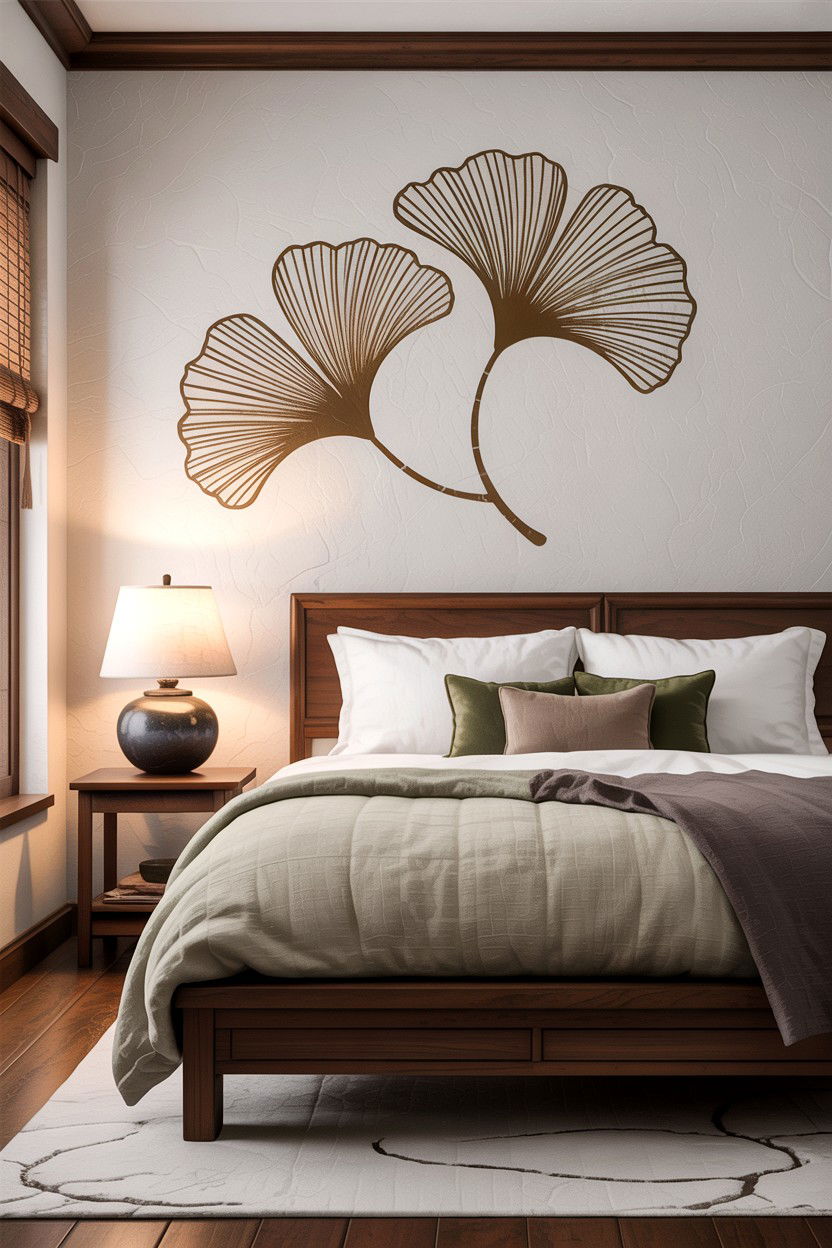 Ginkgo leaf stencil - 30 bedroom wall stencils