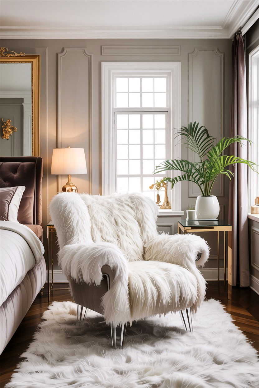 Glam Fur Chair - 30 bedroom chairs