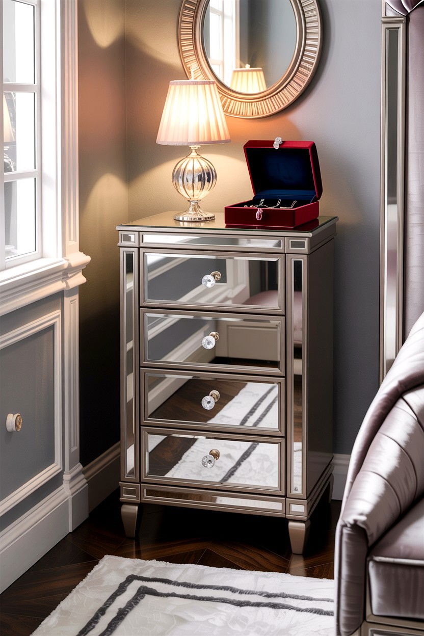 Glam Tall Nightstand With Crystal Knobs - 30 bedroom tall nightstands