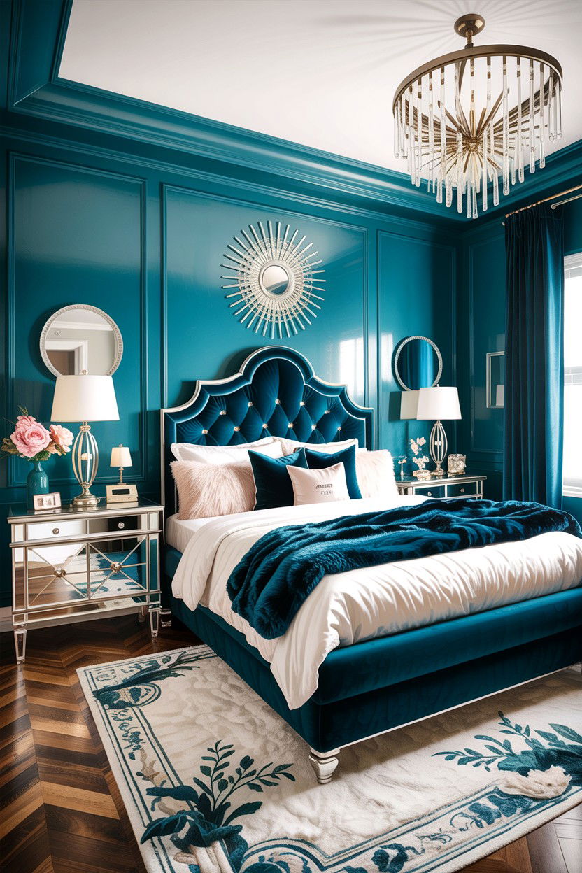 Glam Teal Bedroom - 30 teal bedroom design ideas