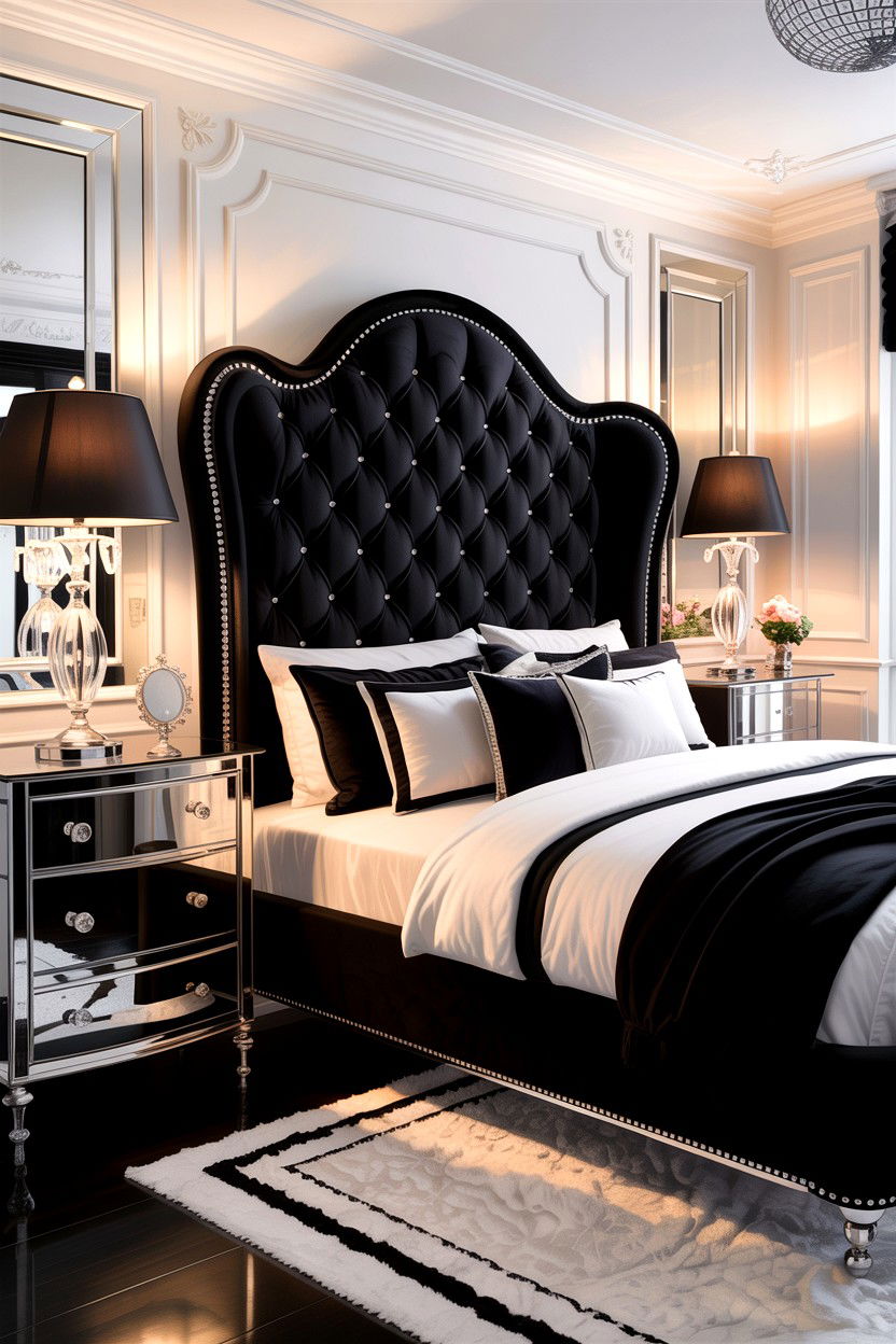 Glam black and white bedroom - 30 black and white bedroom ideas