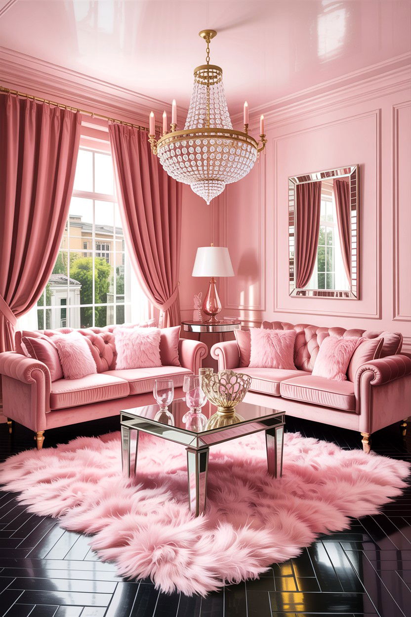Glam blush pink living room - 30 blush pink living room ideas
