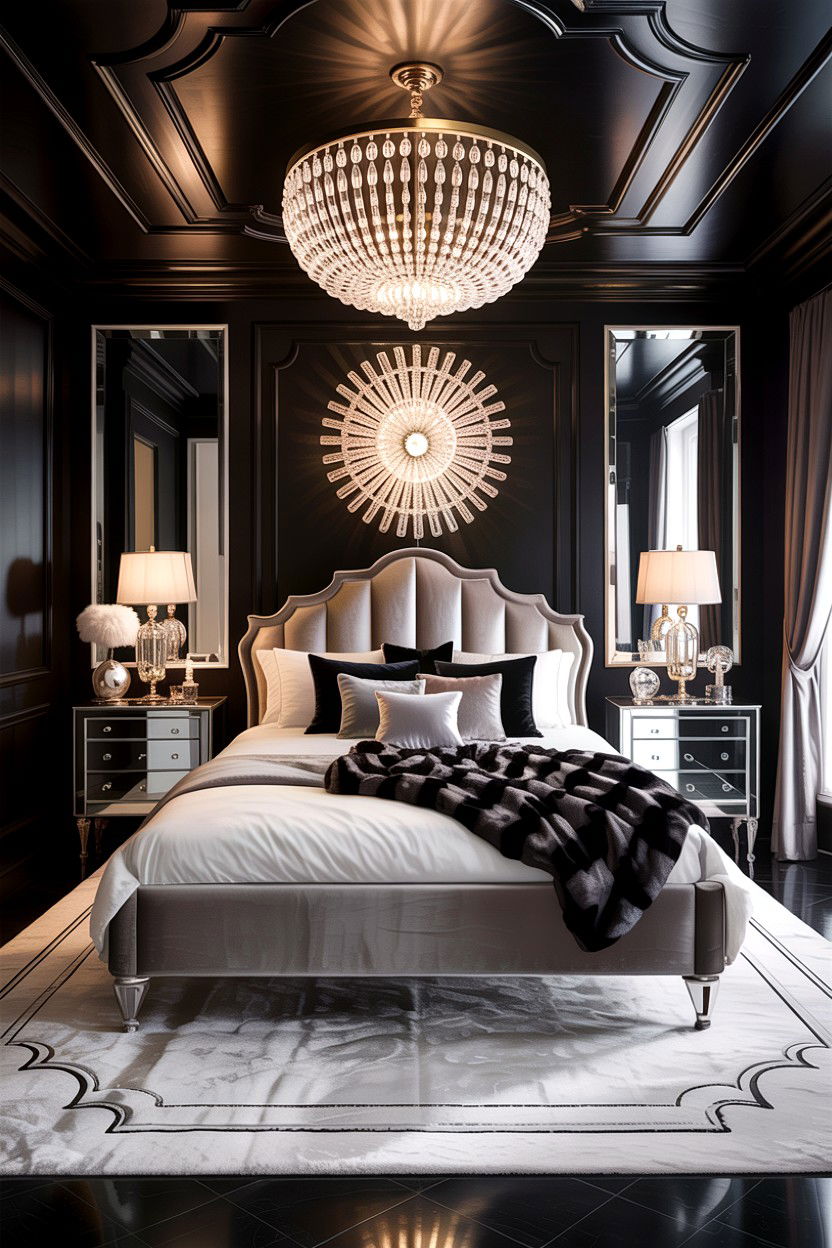 Glamorous Black Bedroom - 30 bedroom black walls