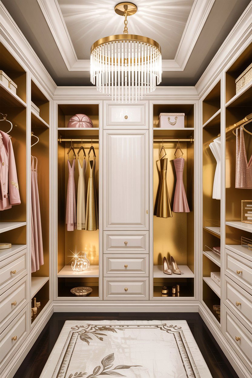 Glamorous Gold Walk In Closet - 30 bedroom walk-in closet ideas