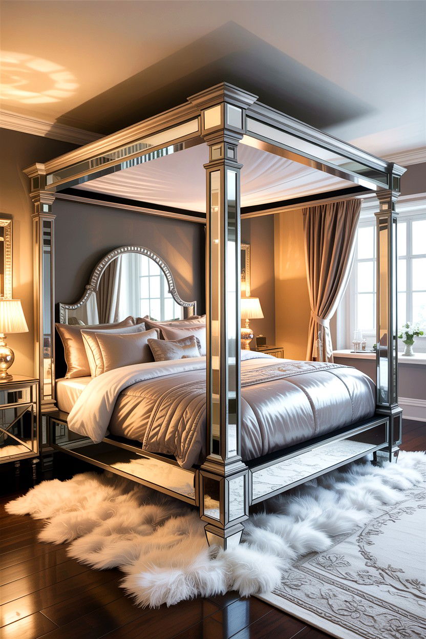 Glamorous Mirrored Canopy Bed - 30 canopy bed ideas
