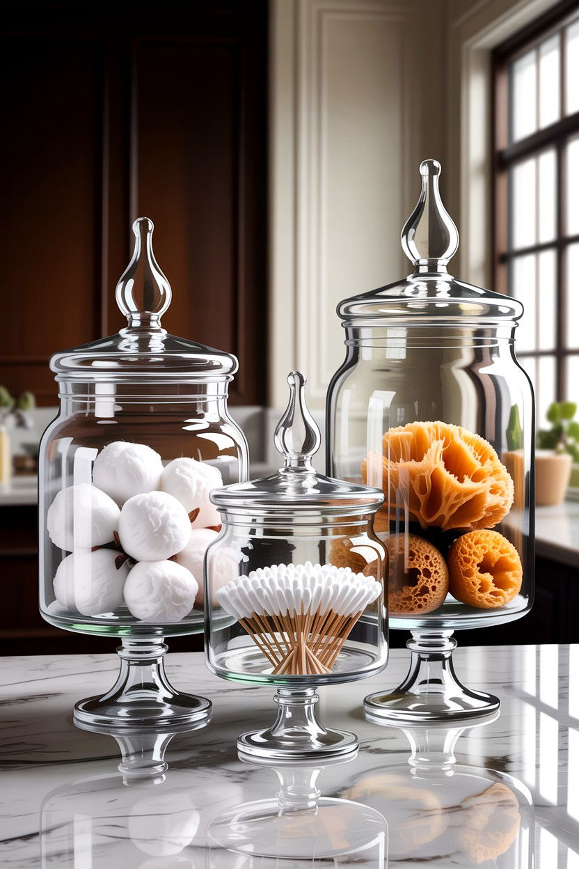 Glass Apothecary Jar - 30 bathroom accessory styling ideas