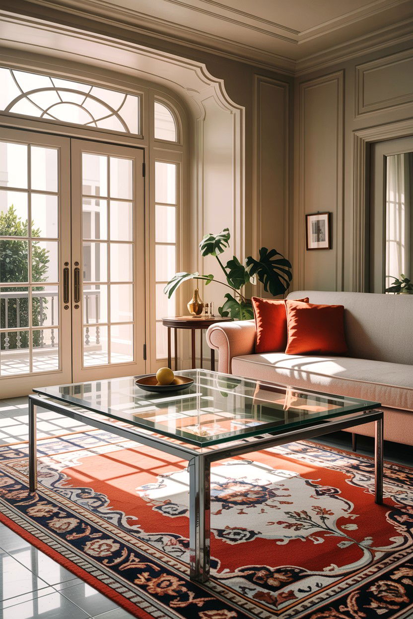 Glass Coffee Table - 30 boutique hotel living room ideas