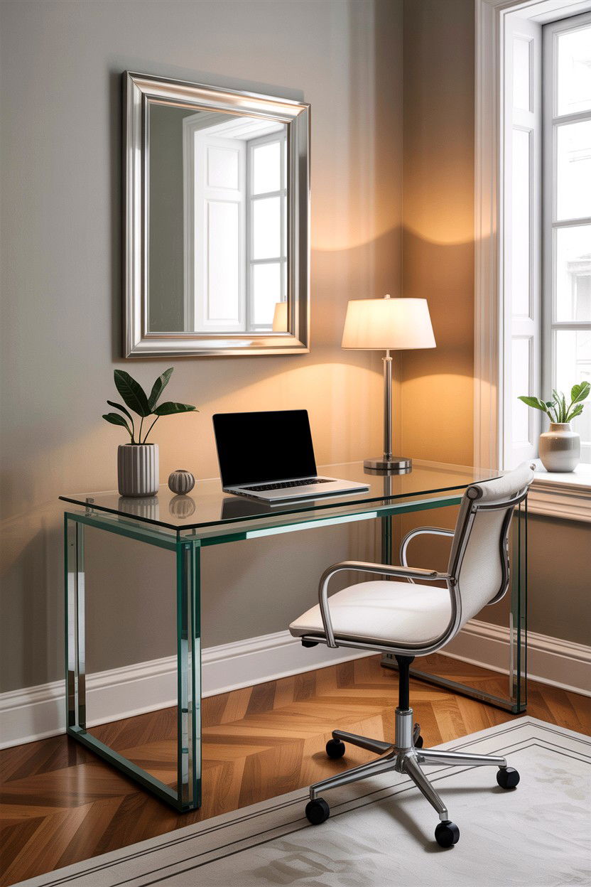 Glass Corner Desk - 30 bedroom corner desk ideas