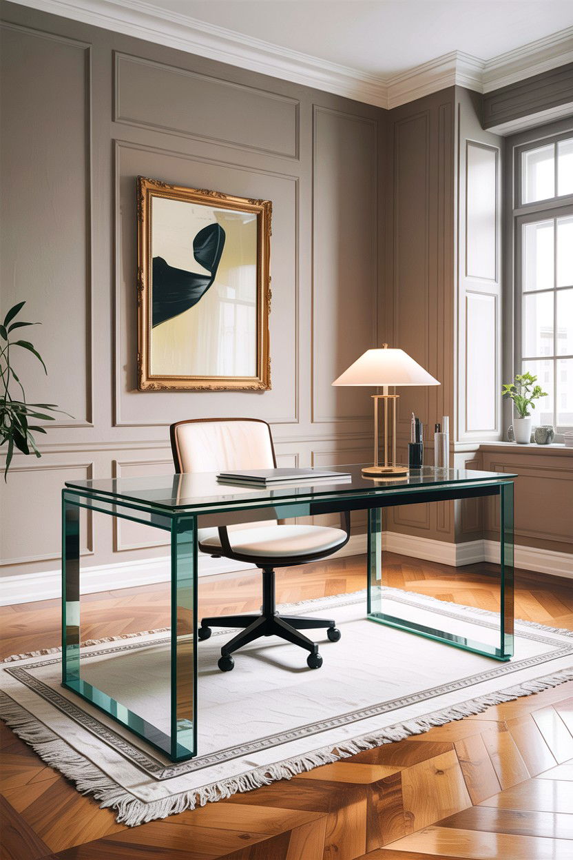 Glass Desk - 30 bedroom study desk ideas