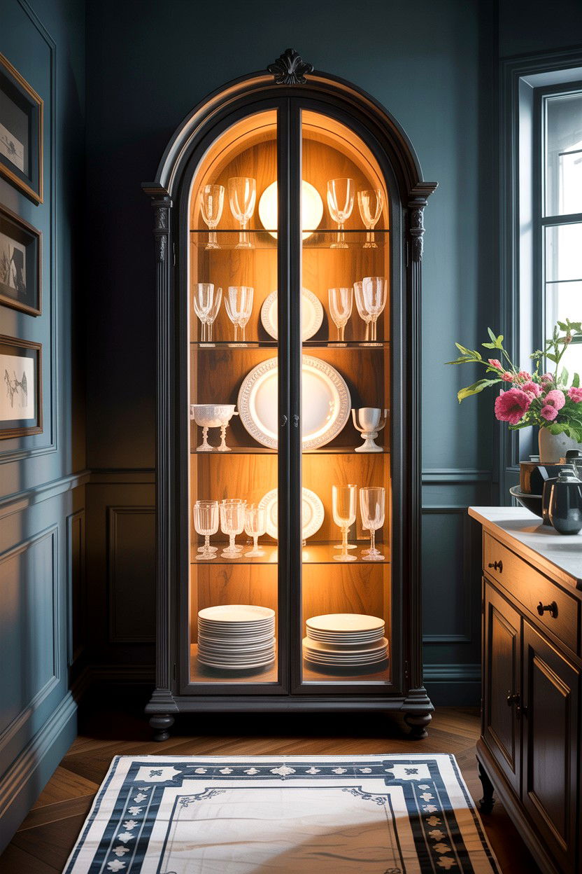 Glass Door China Cabinet - 30 small dining room space storage ideas