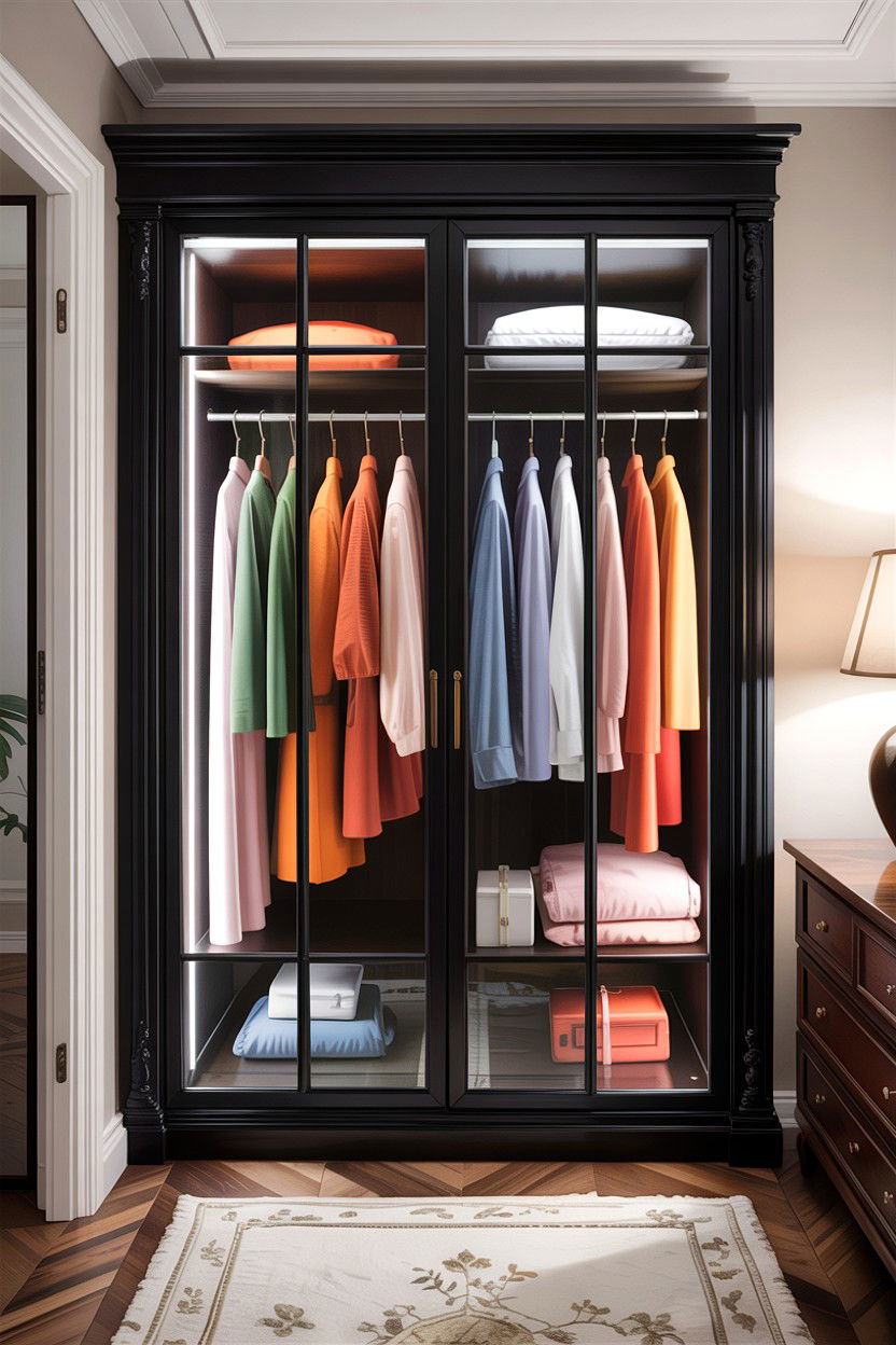 Glass Door Wardrobe - 30 dust-free bedroom ideas