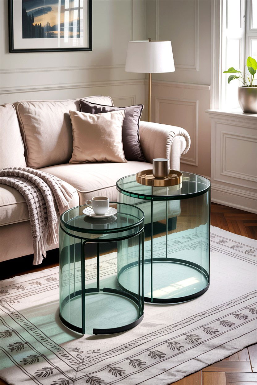 Glass Nesting End Tables - 30 living room glass furniture ideas