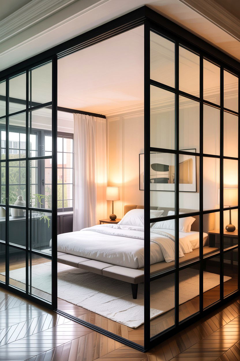 Glass Partition Bedroom - 30 condo bedroom ideas
