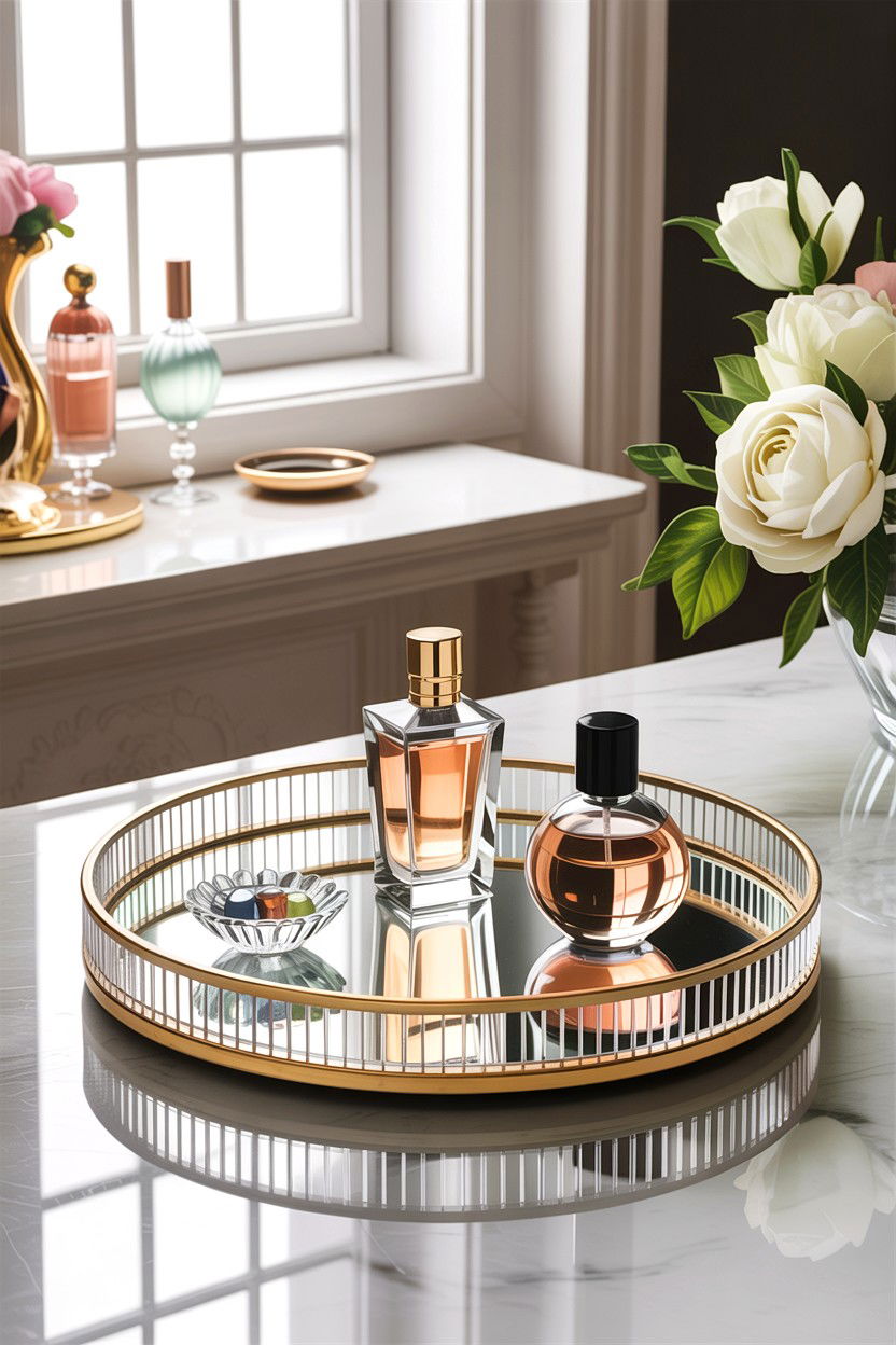 Glass Perfume Tray - 30 bathroom accessory styling ideas