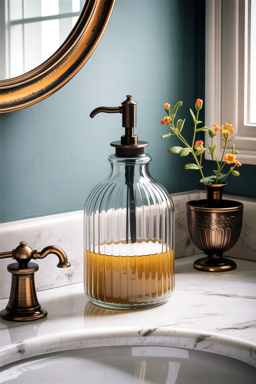 Glass Soap Carafe - 30 bathroom conversation starter ideas