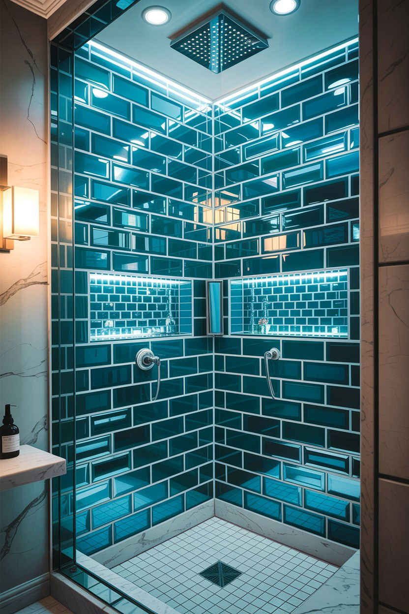 Glass Tile Light - 30 chromotherapy bathroom ideas