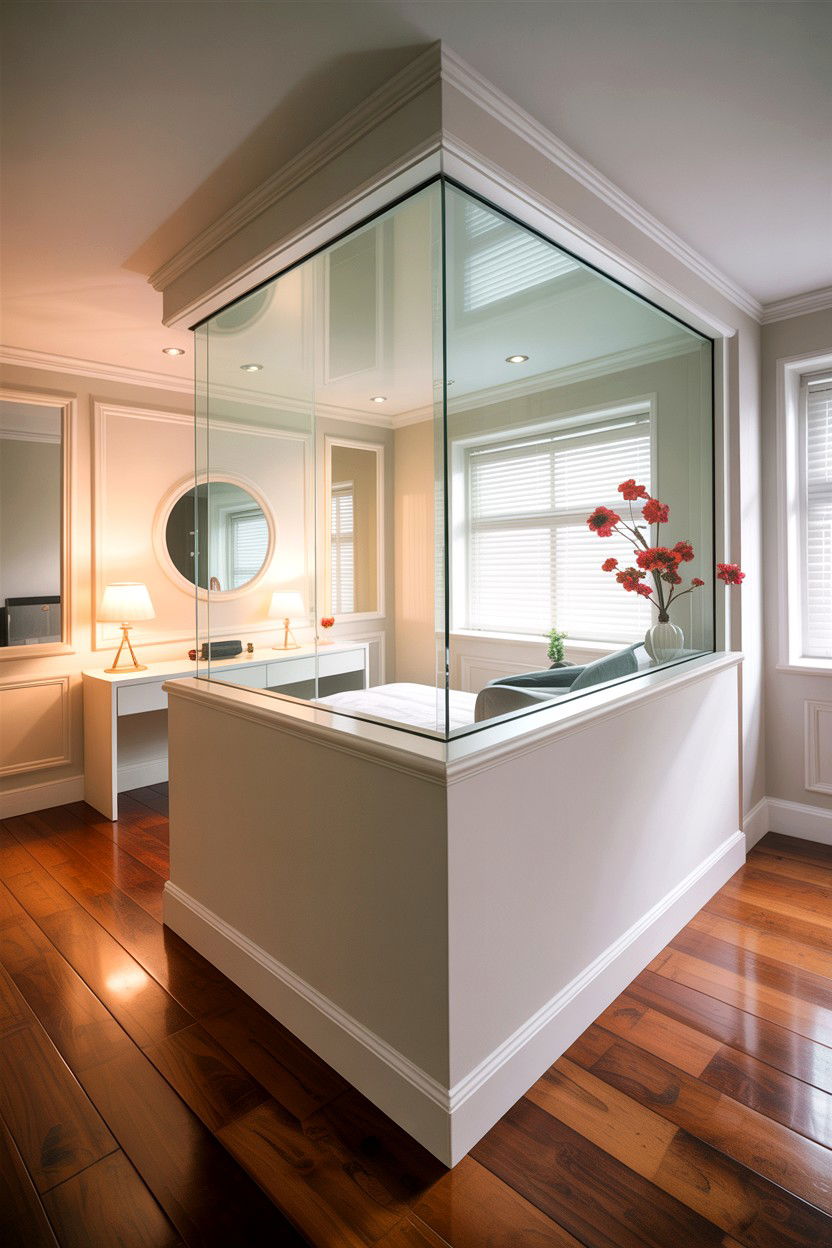 Glass Top Pony Wall - 30 bedroom pony wall ideas