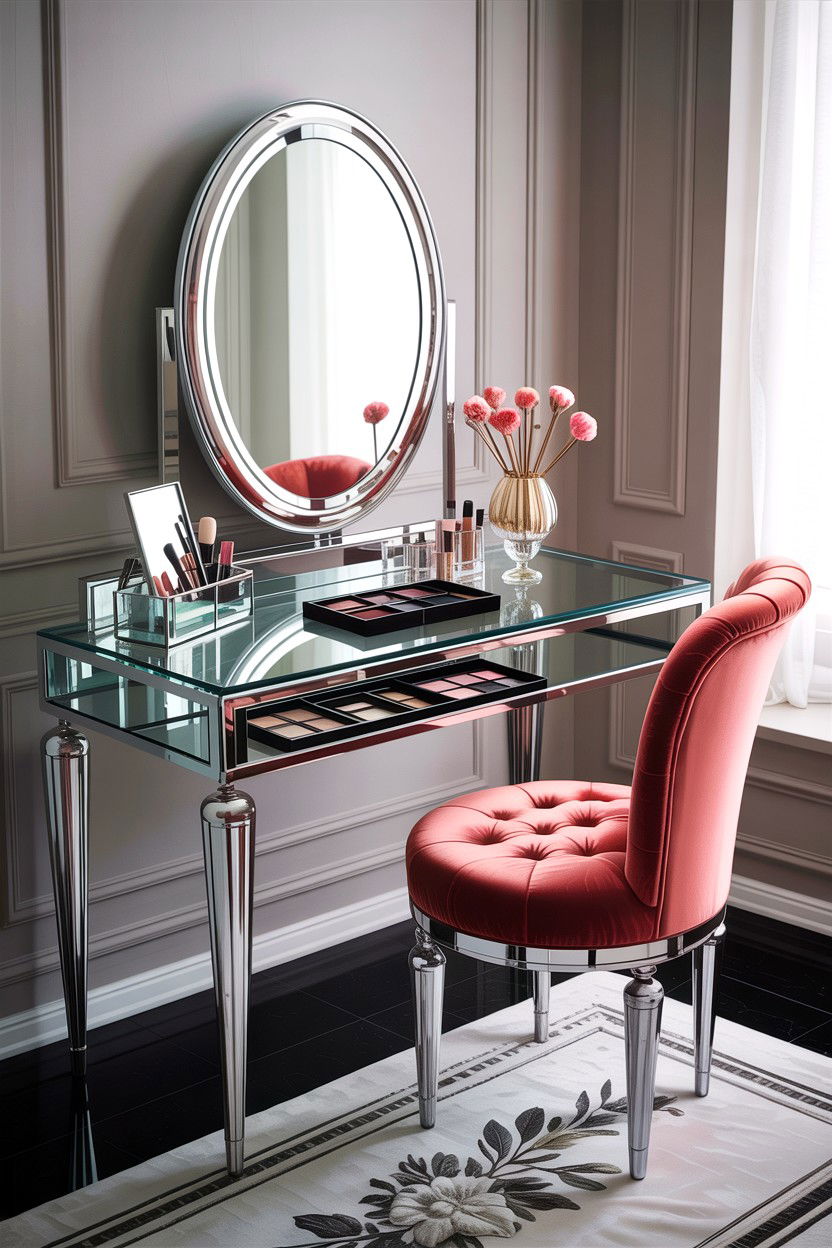 Glass Top Vanity - 30 bedroom corner vanity ideas