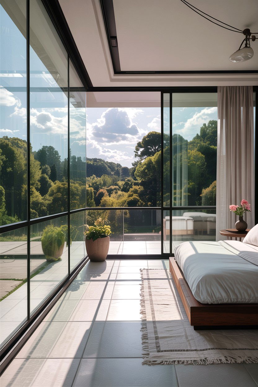 Glass Wall Bedroom Terrace - 30 bedroom with terrace ideas