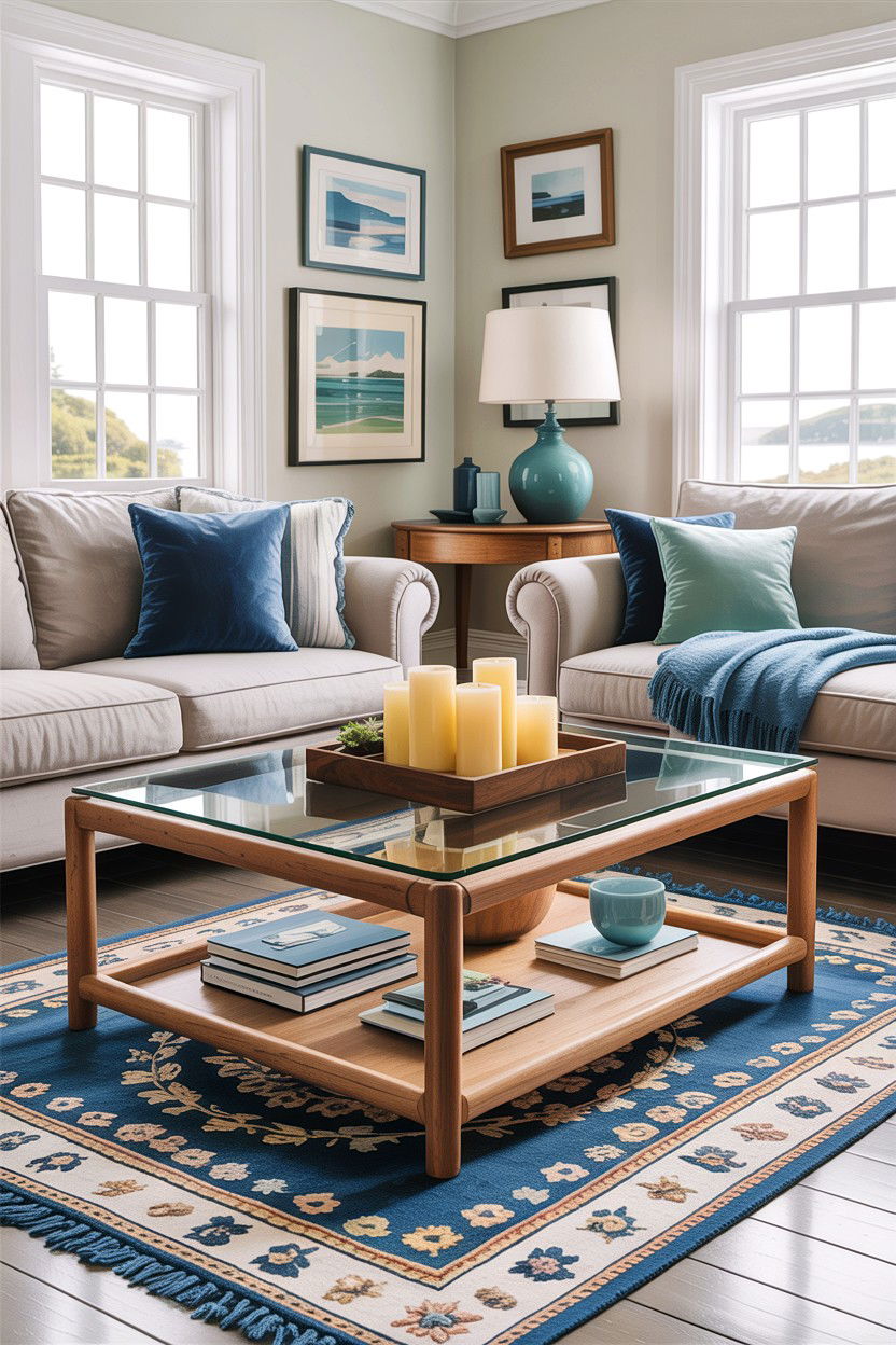 Glass coffee table - 30 cape cod living room ideas