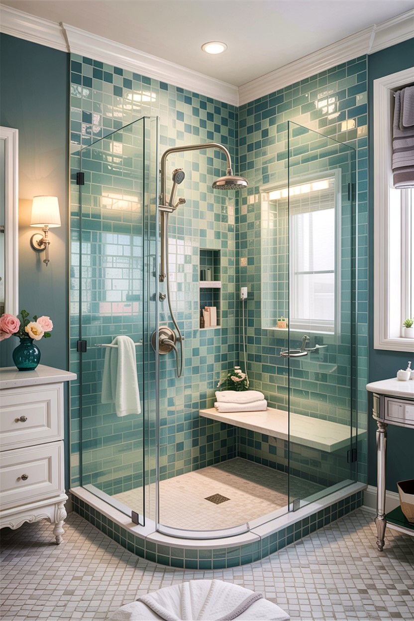 Glass mosaic bathroom - 30 bathroom accent wall ideas