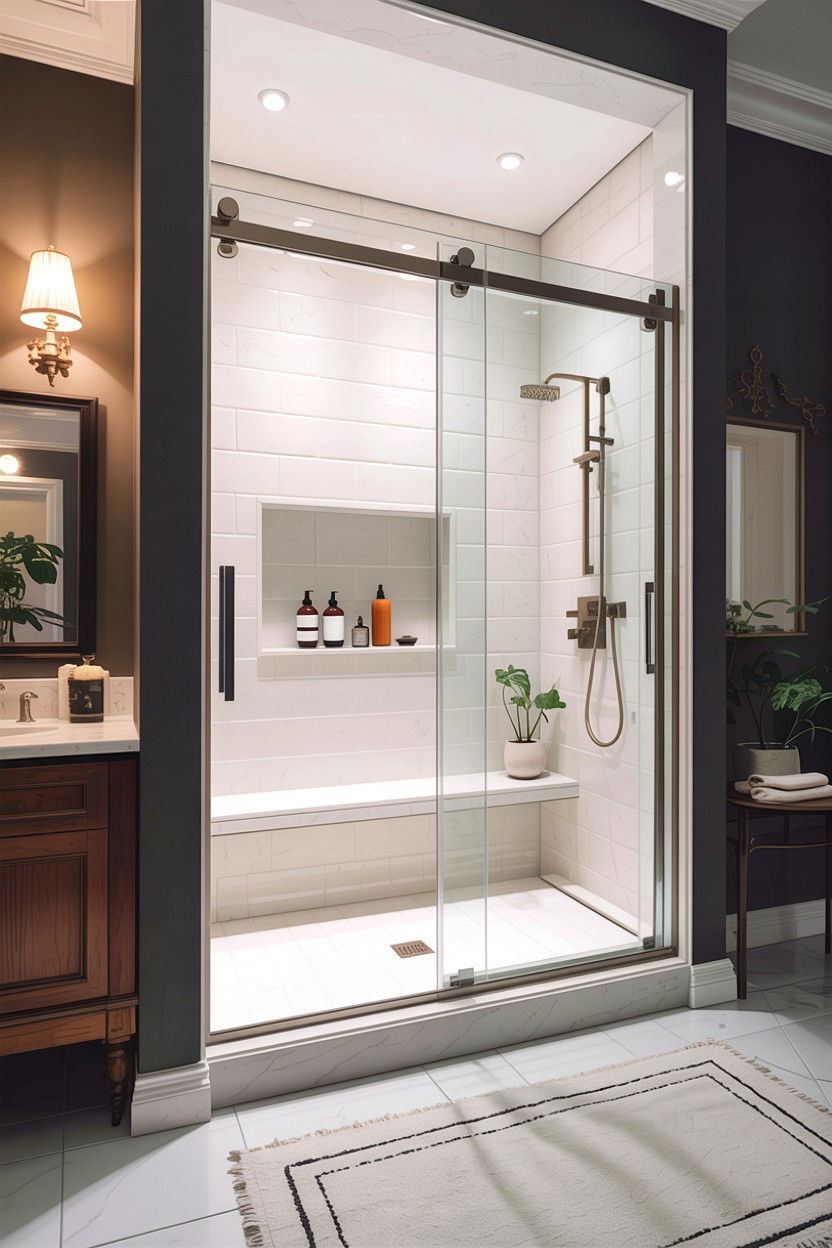 Glass shower door - 30 apartment bathroom ideas