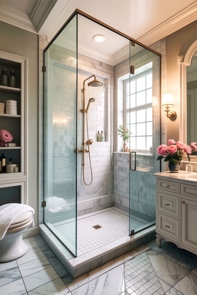 Glass walk in shower - 30 colonial bathroom ideas