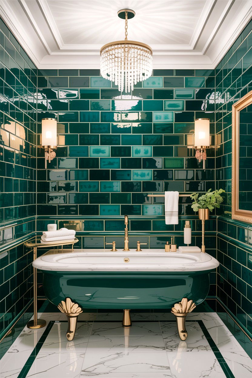 Glazed ceramic tile bathroom - 30 handmade tile bathroom ideas