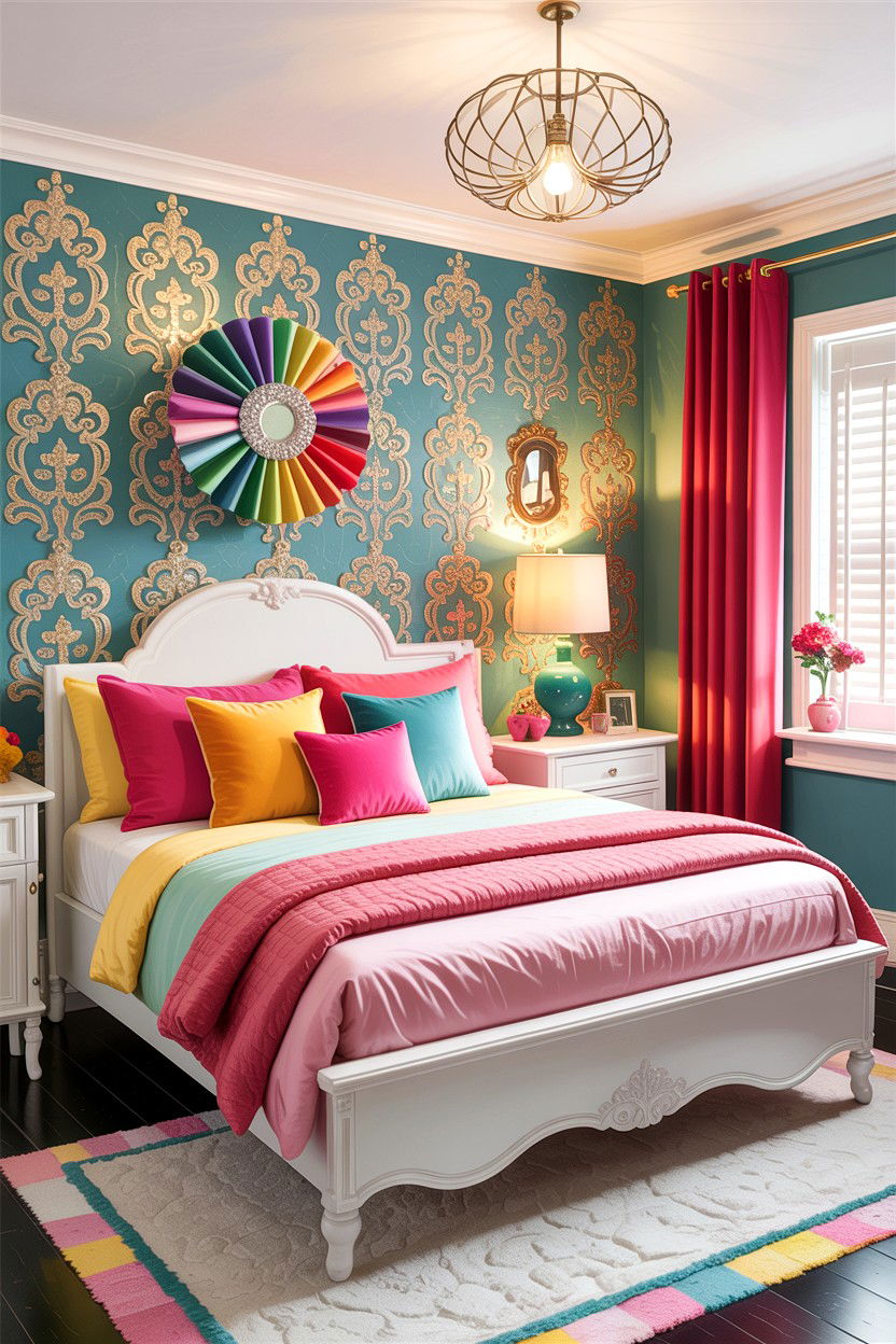 Glitter Damask Wallpaper - 30 bedroom damask wallpapers