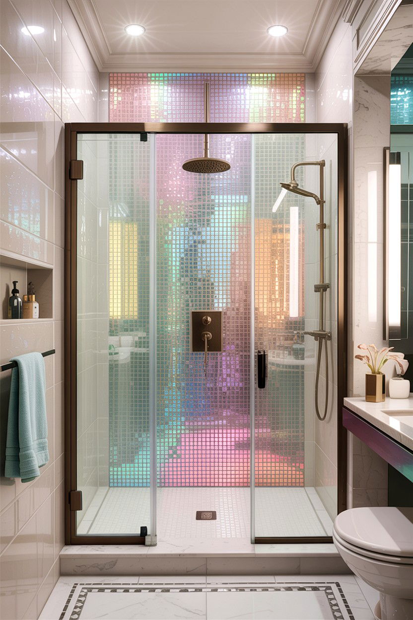 Glitter grout mosaic tile - 30 colored grout bathroom ideas