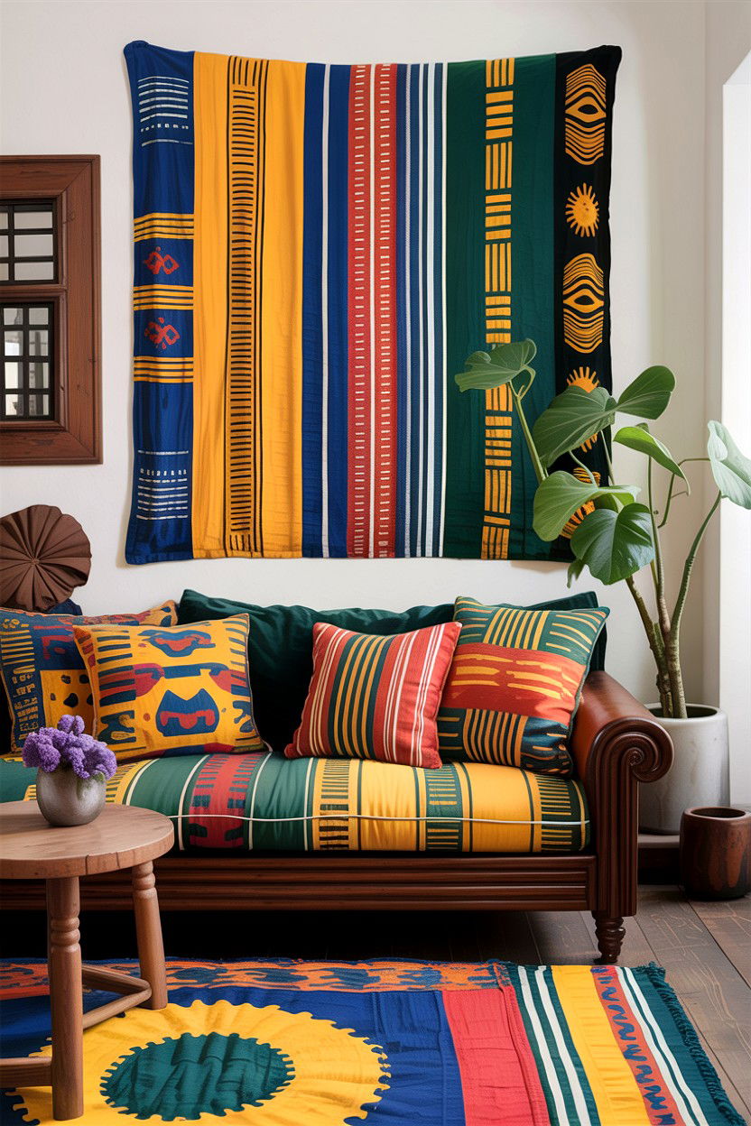 Global Living Room Hand Loomed Fabric - 30 handwoven living room ideas