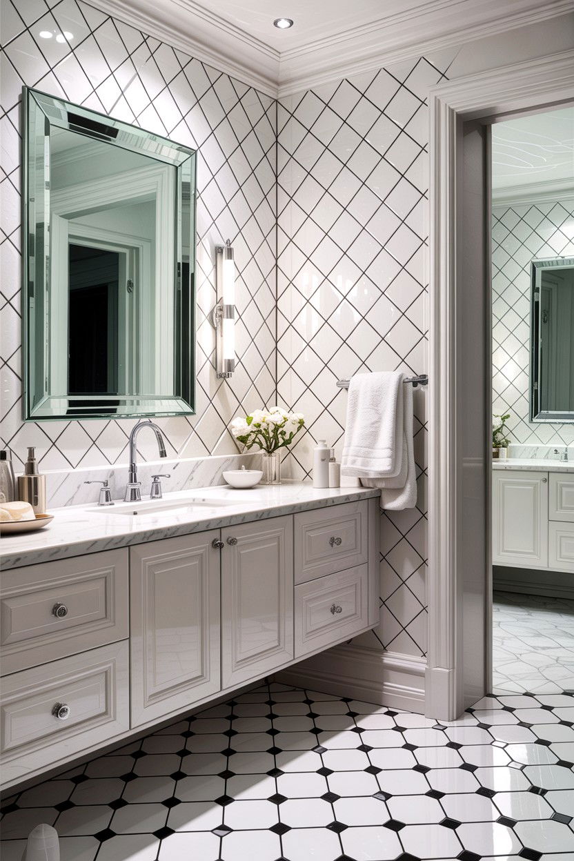 30 Diamond Tile Bathroom Ideas for a Unique Modern Look