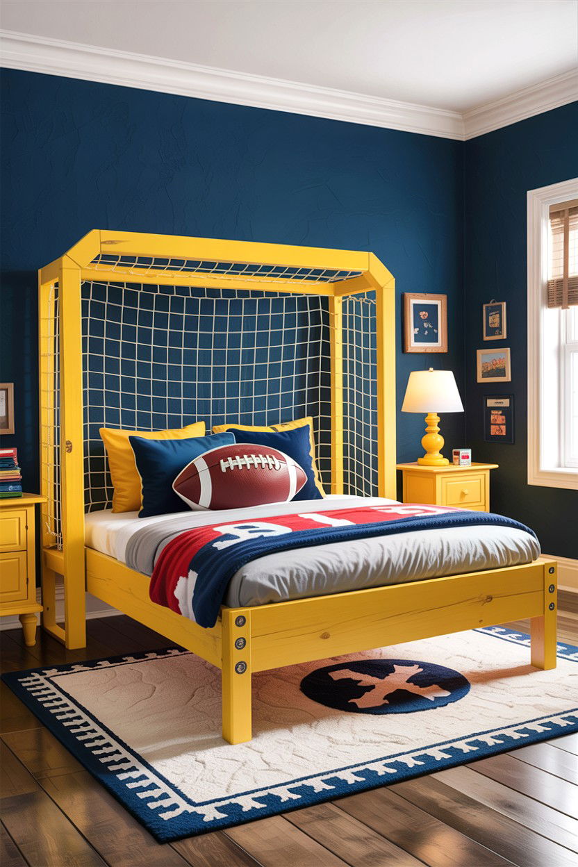 Goal post headboard - 30 football bedroom ideas