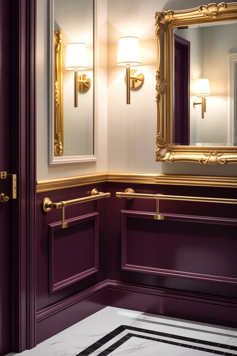 Gold Accent Bathroom Rail - 30 bathroom chair rail ideas