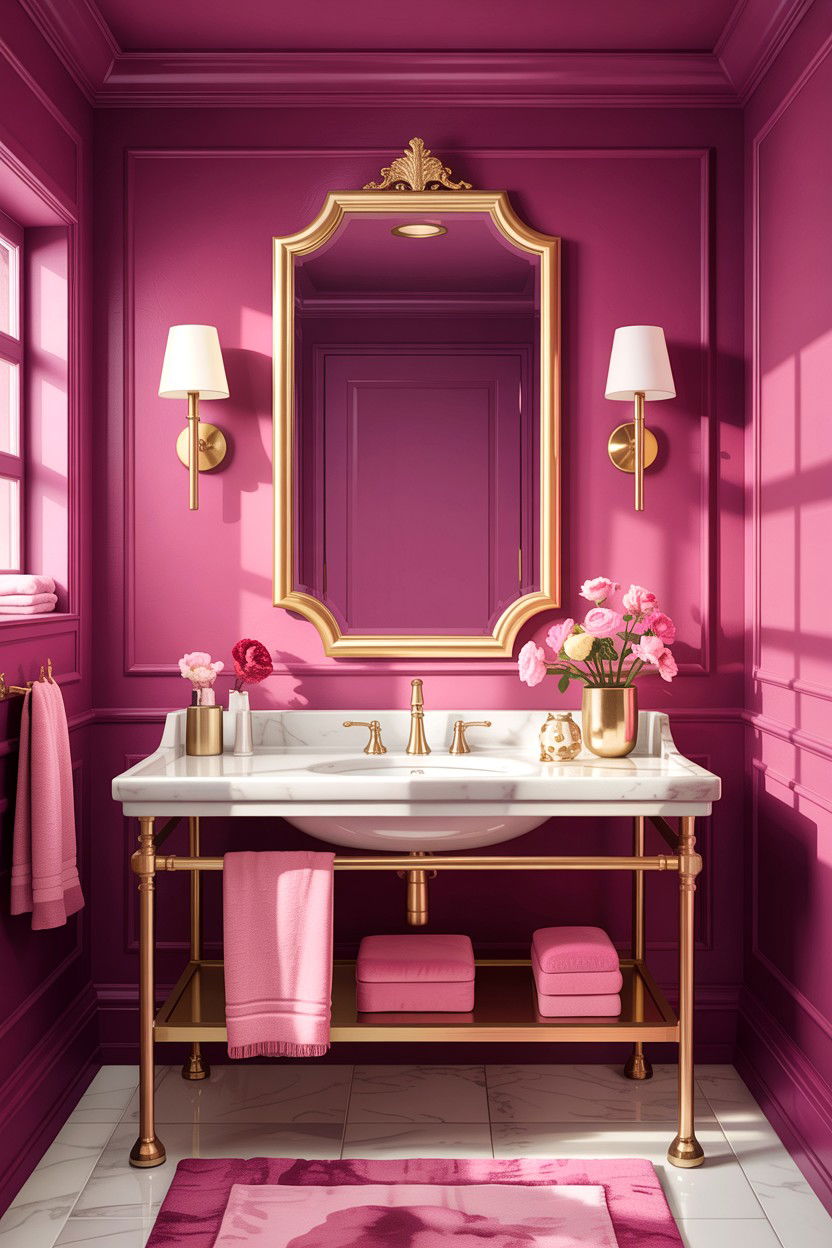 Gold And Pink Bathroom - 30 hot pink bathroom ideas