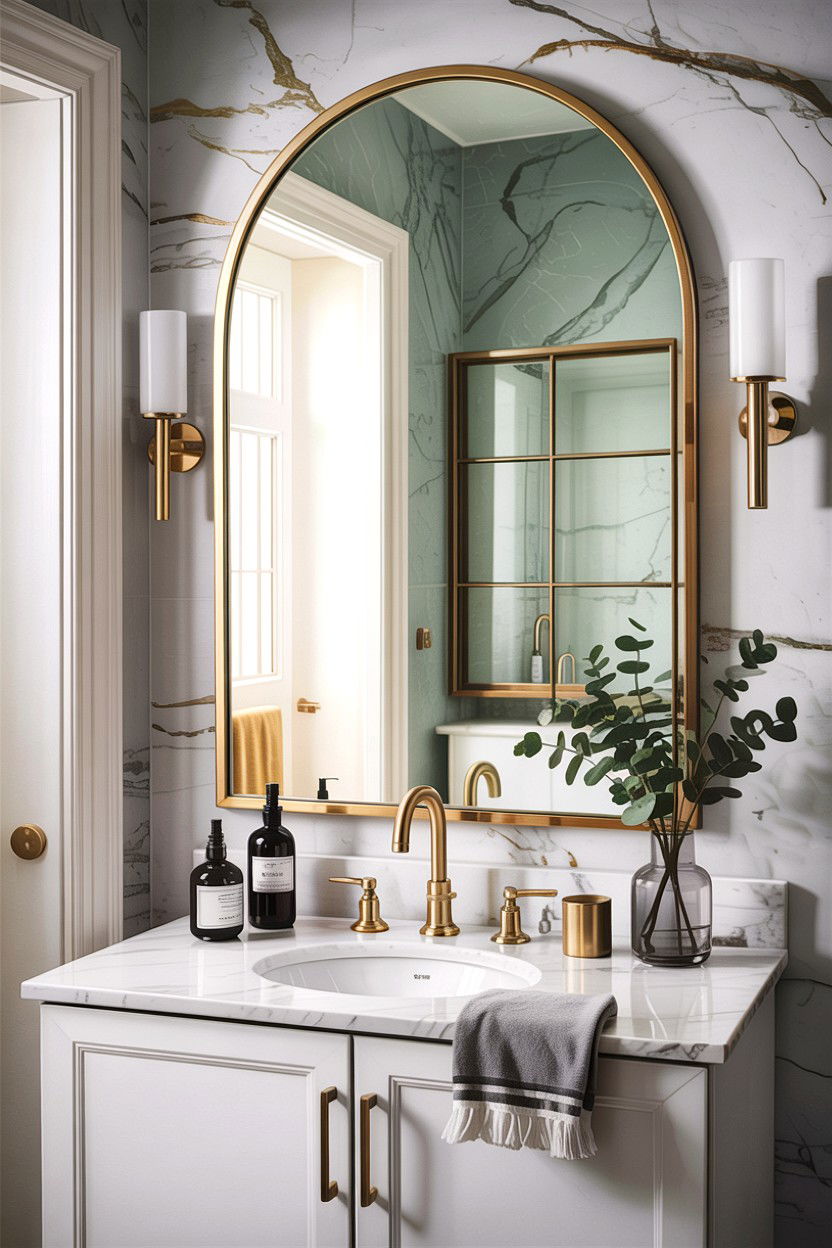 Gold Arched Bathroom Mirror - 30 arched bathroom mirror ideas
