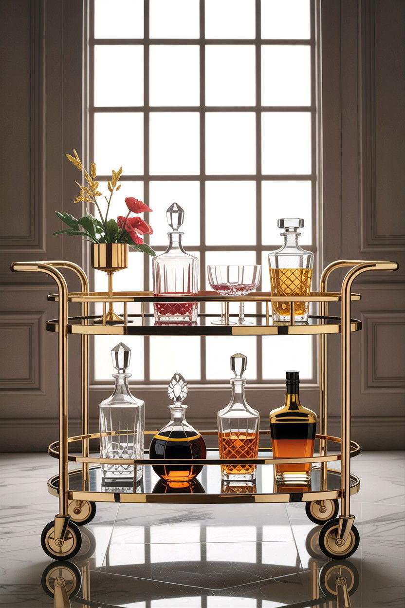 Gold Bar Cart - 30 Hollywood living room ideas
